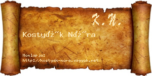 Kostyák Nóra névjegykártya